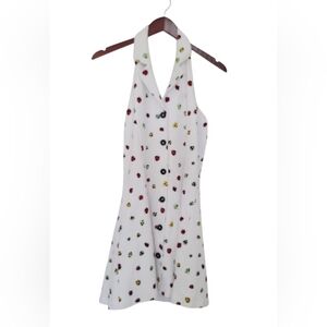 Modcloth White Halter Dress with Multicolor Ladybug Design Size M